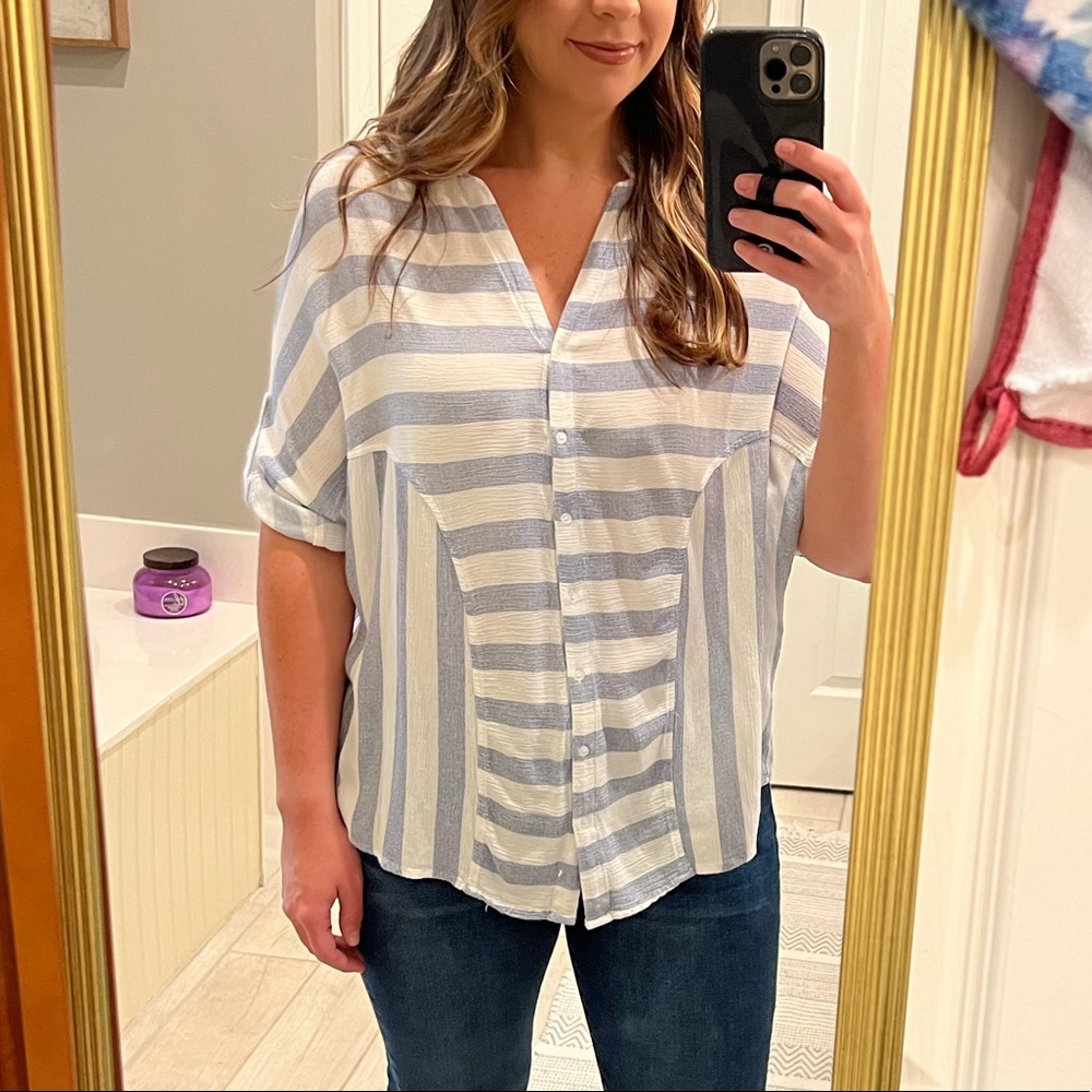 Striped Button-Up Top